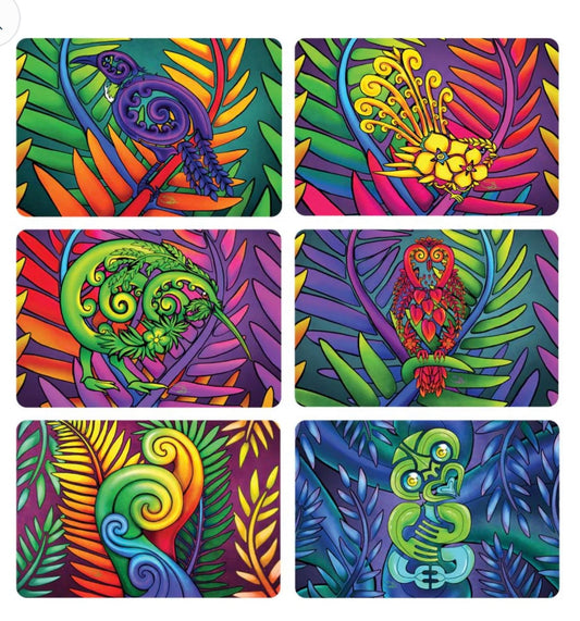 Bright Art Coasters With Cork Backing - Set 6