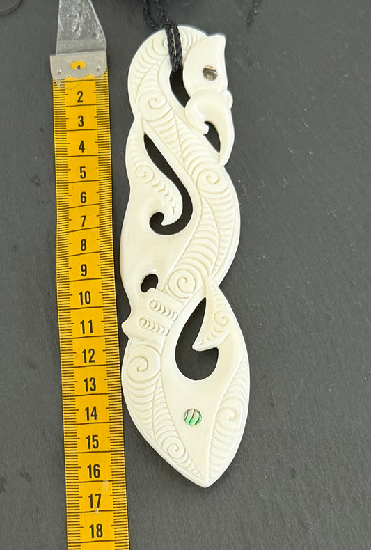 Xtra Long Manaia Necklace - Bone Carving