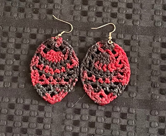 Miiana Red and Black Hand Croquet Earrings