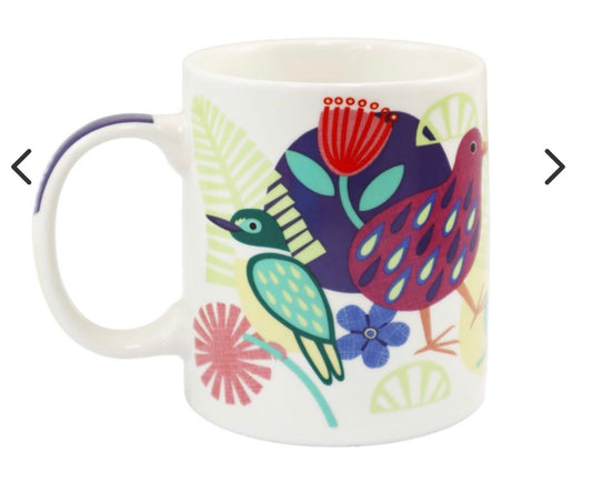 Maori Design Ceramic Mug - Kiwi and Kingfisher