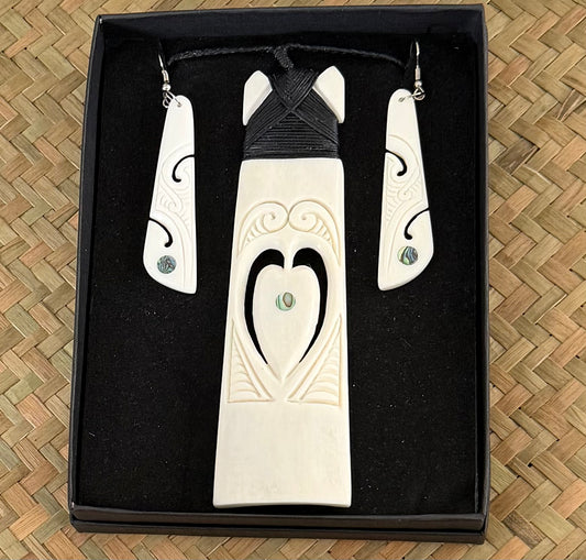 Bone Toki Set - Bone Necklace & Earrings