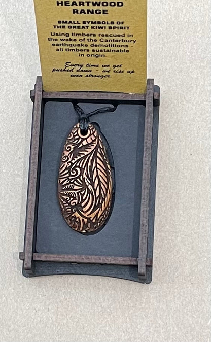 Heartwood Teardrop Wood Pendant - Wood Necklace