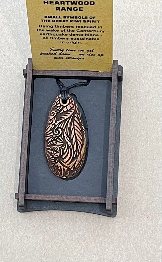 Heartwood Teardrop Wood Pendant - Wood Necklace