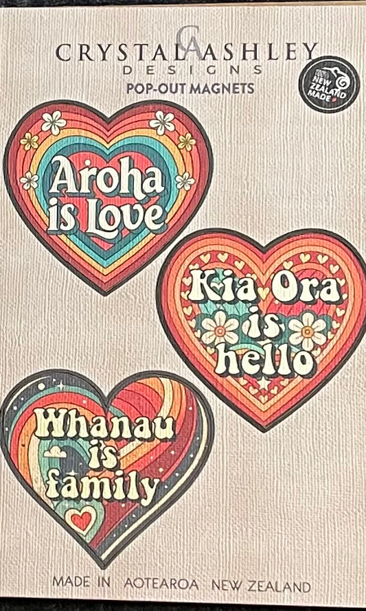 Pop-out kiwiana magnets Aroha heart