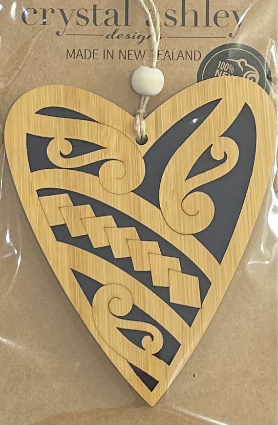 Ready To Hang Black Heart Bamboo Acrylic Decoration