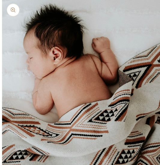 Niho Knitted Cotton Blanket Brown