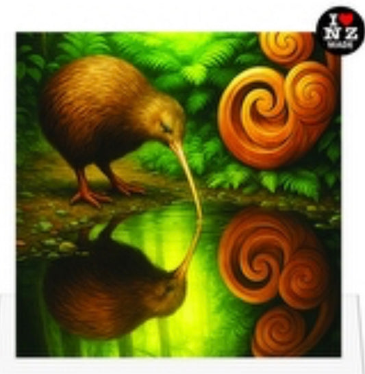 Maori Art Coaster by Artist Doug Healey - Kiwi Reflection