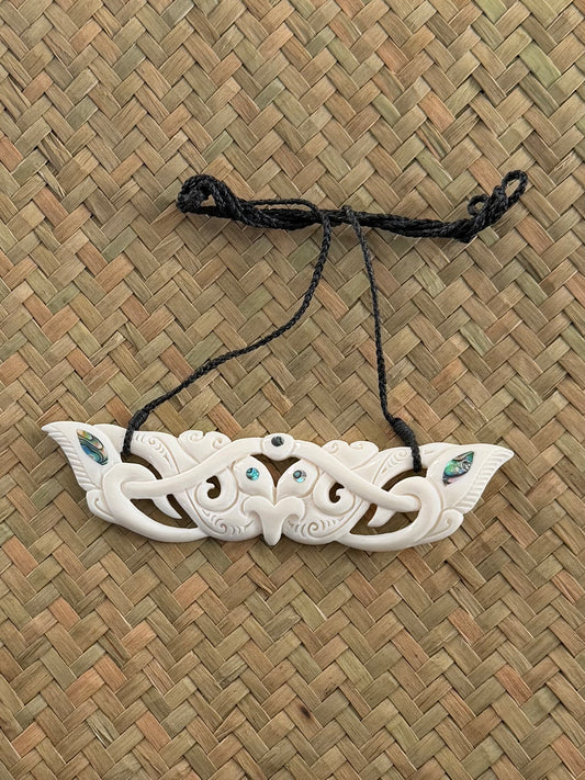 Tiki face Bone Breastplate Pendant - Bone Carving