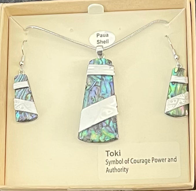 Paua Toki Necklace and Earrings