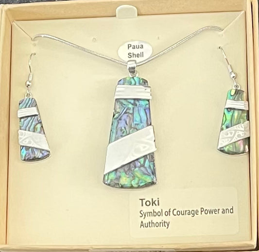 Paua Toki Necklace and Earrings