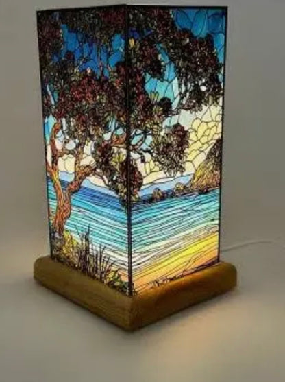 NZ Native Pōhutukawa Tree - Stain Glass lamp