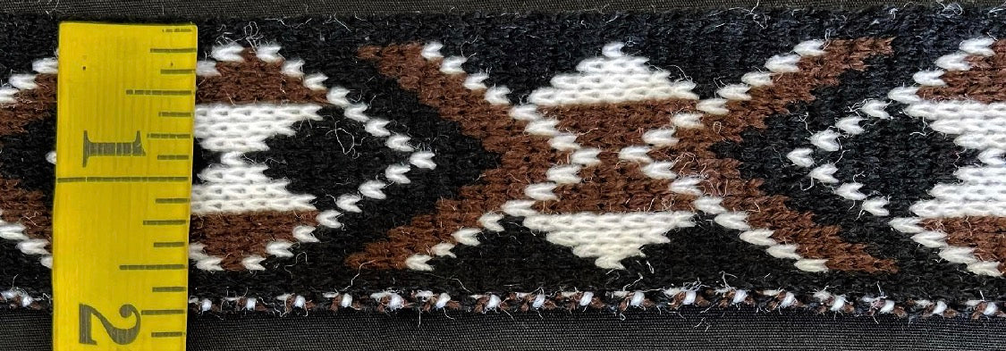 Dark brown Black and white Pātiki - Taniko Band 2inch