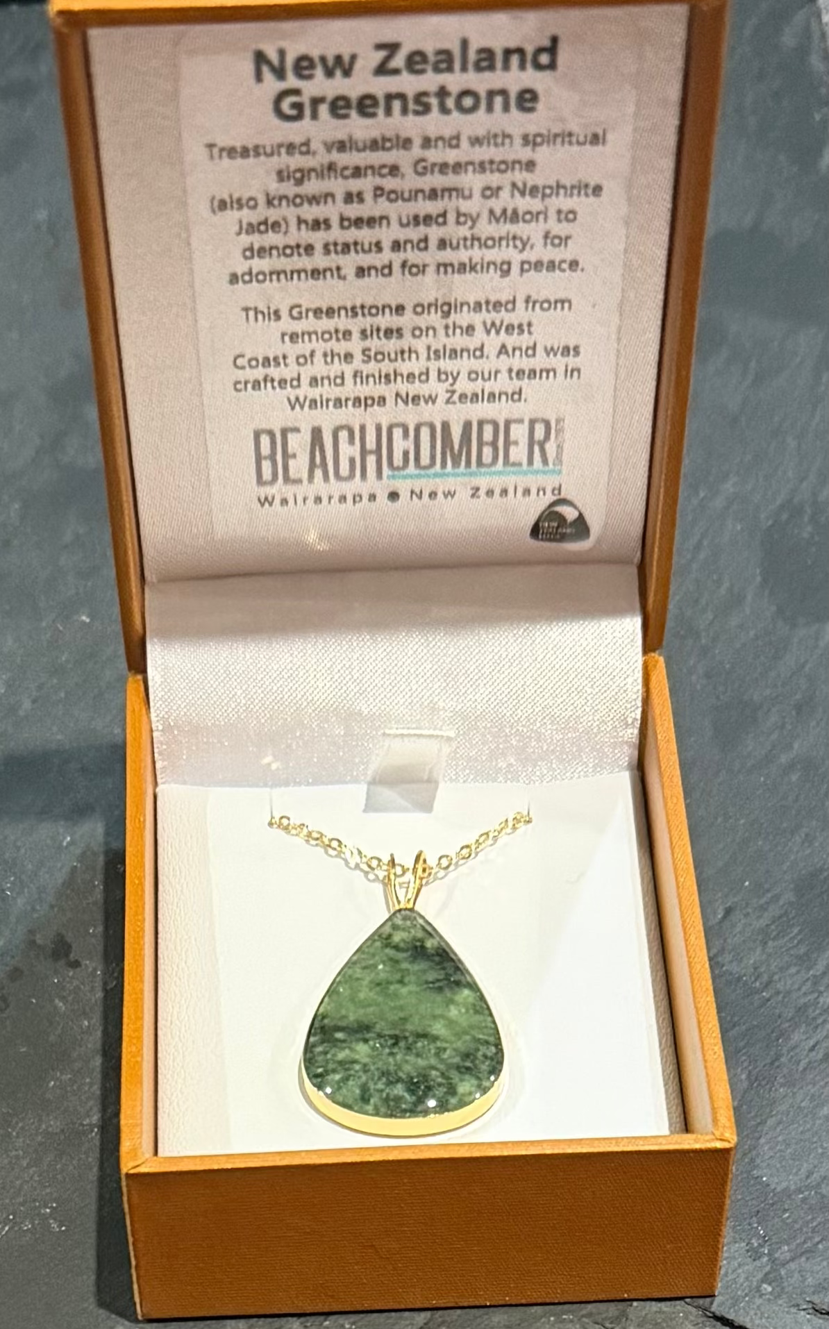 Gold Backed Greenstone Necklace