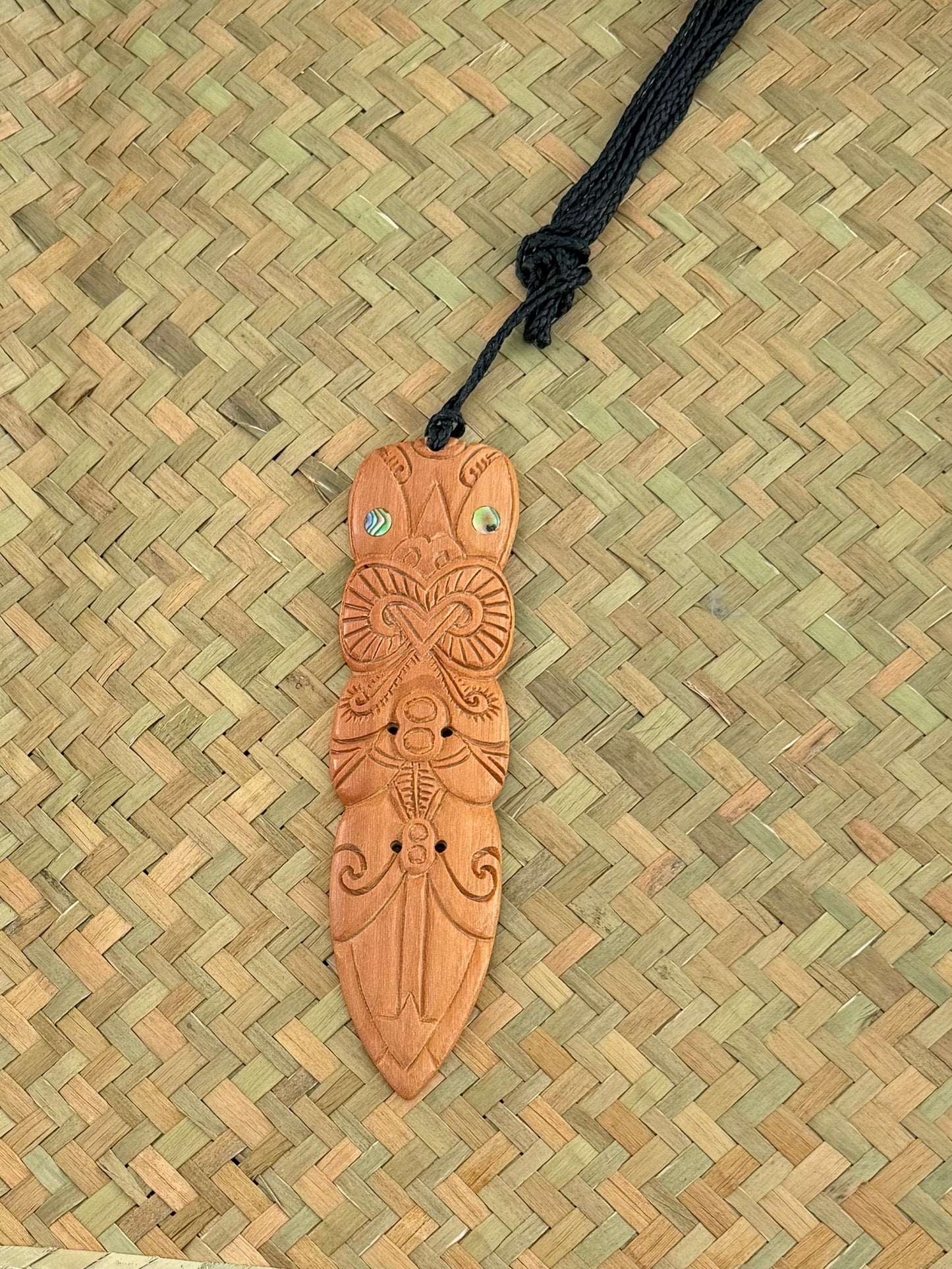 Wooden Tiki Face Toki Pendant - Carving