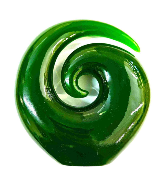Glass Round Koru Ornament 110mm