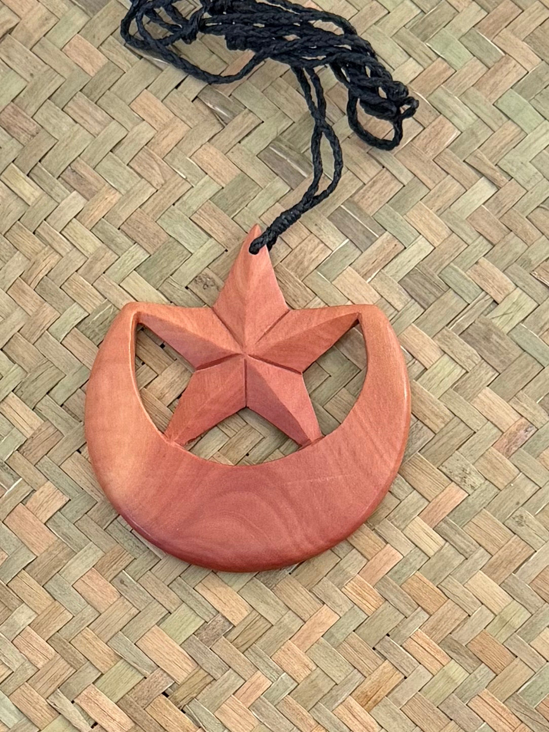 Moon star Pendant - Wood Necklace