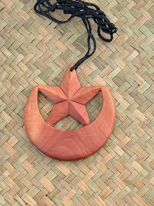 Moon star Pendant - Wood Necklace