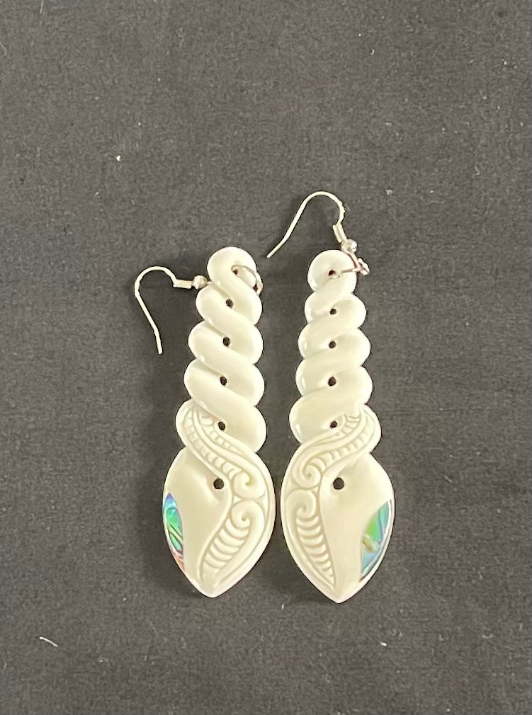 Carved Twist- Bone Earrings B