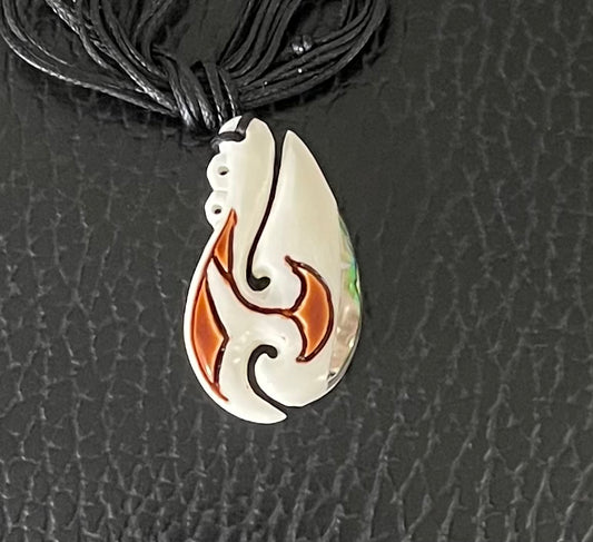 Hook With Whale Tail Necklace - Bone Carving