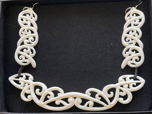 Breastplate Set - Bone Necklace & Earrings