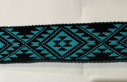 Turquoise and black 2.5 inch - Taniko Band