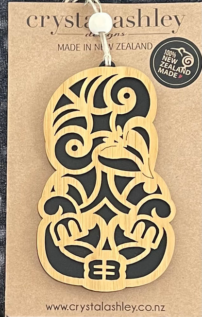 Tiki black bamboo and acrylic ready to hang