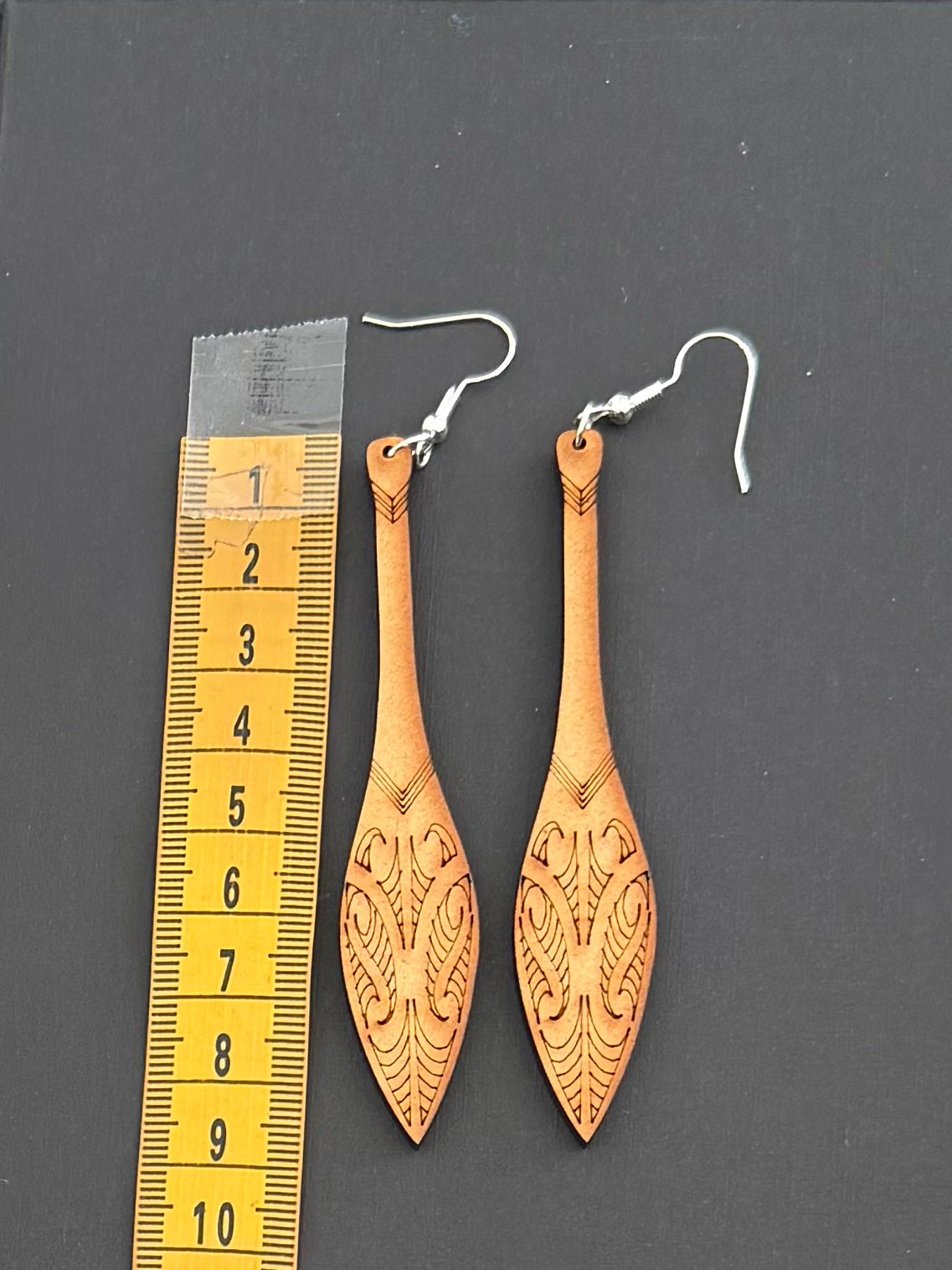 Acrylic Te Hoe Waka - Wooden Earrings
