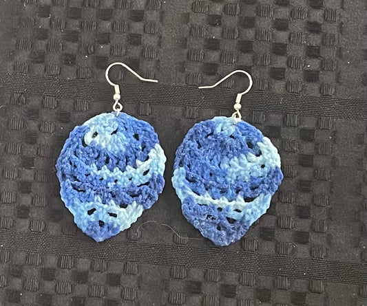 Miiana Blue and Light Blue Hand Croquet Earrings