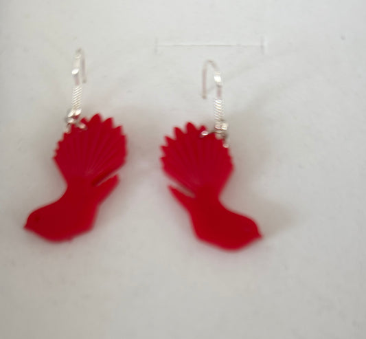 Little Red Resin Fantail Earrings