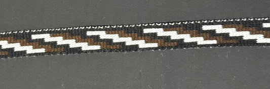 1inch dark brown Black and White Poutama Taniko Band