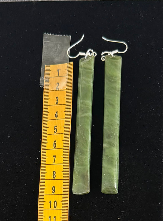 Extra Long Toki Greenstone Earrings 1