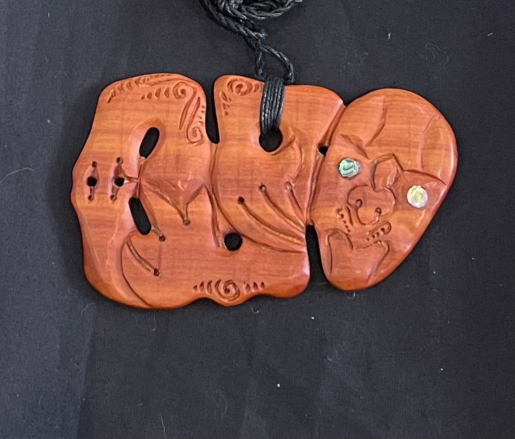 Tiki Sideway Pendant - Wooden Carving