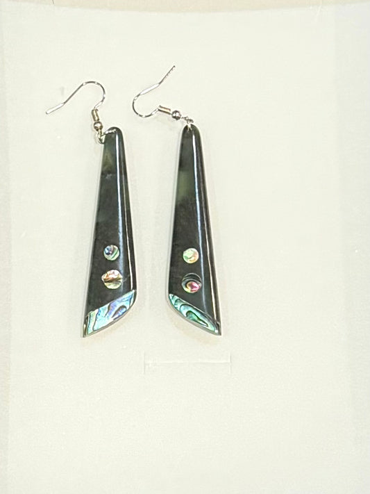 Toki Greenstone Earrings With Paua 1