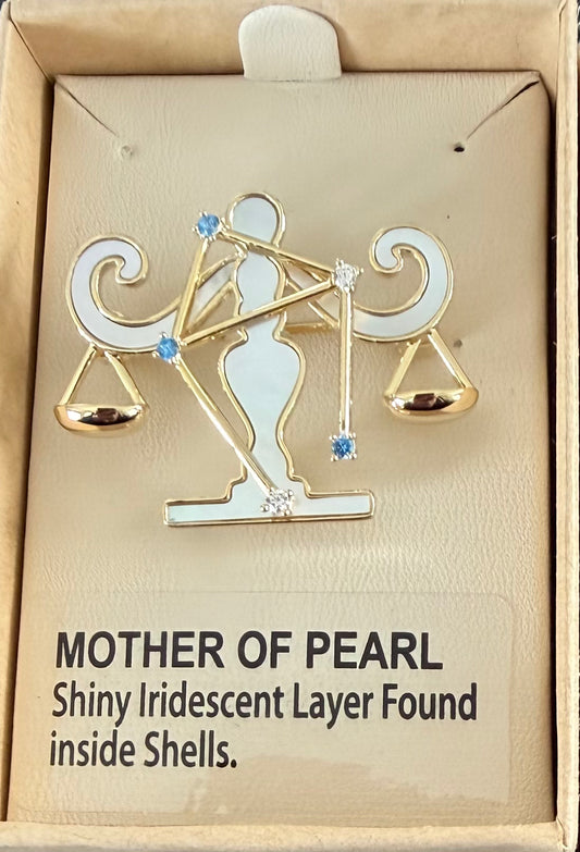 Mother of Pearl Brooch Libra