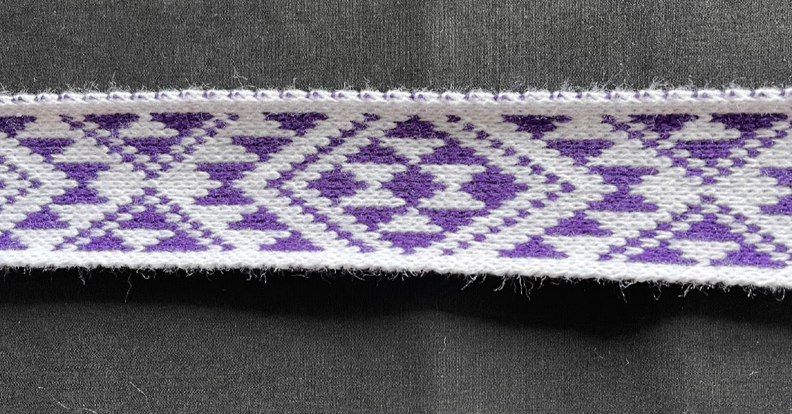 White and purple Pātiki - Taniko Band 2 in