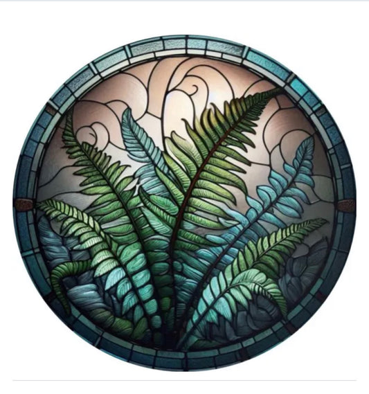 Fern Sun Catcher - Glass with Metal Frame Hanging