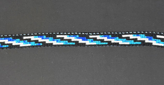 1inch Paua Black and White Poutama Taniko Design Band