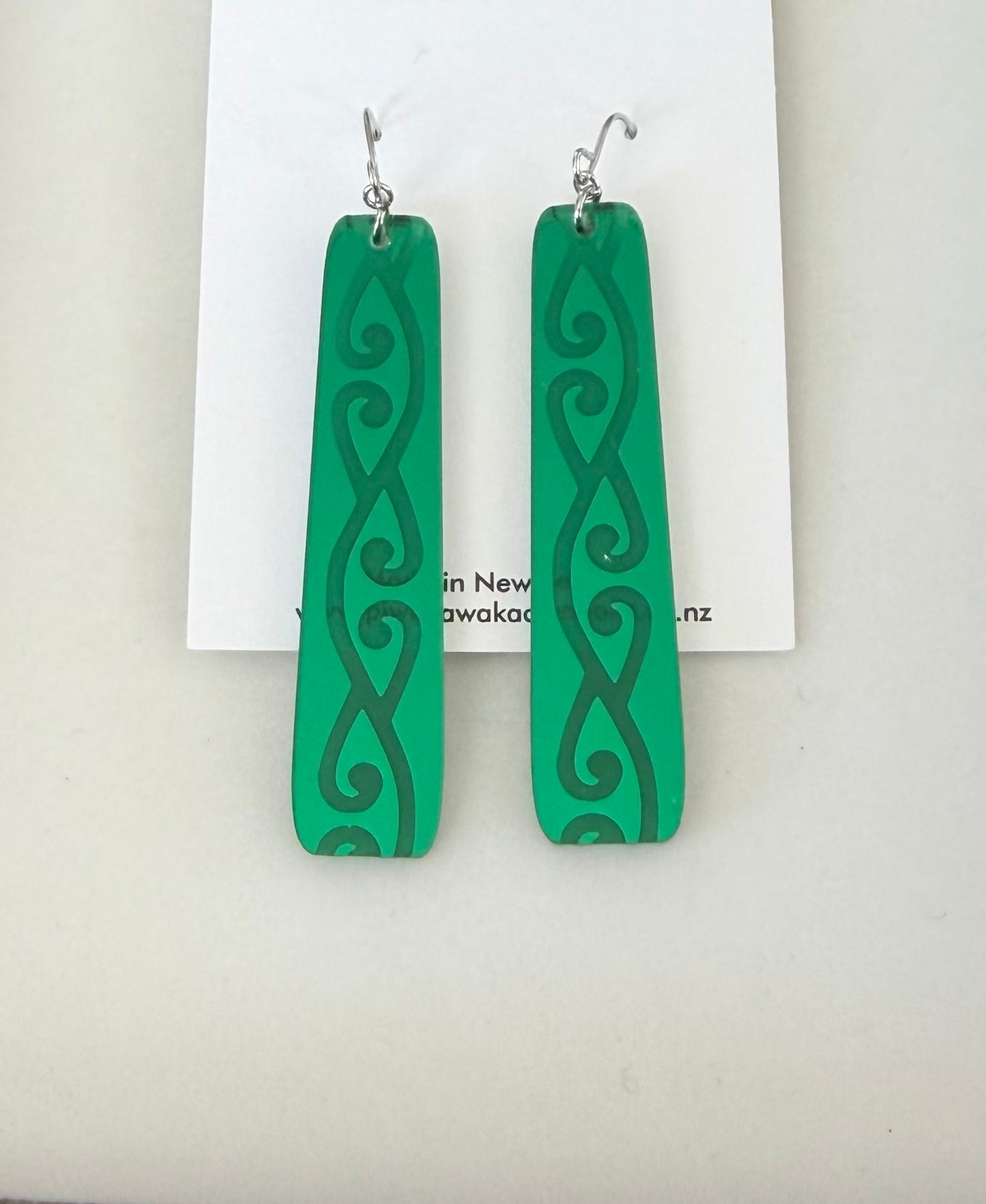Maori Design Resin - Green Earrings