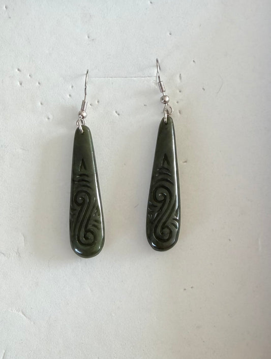 Drop Greenstone Earring