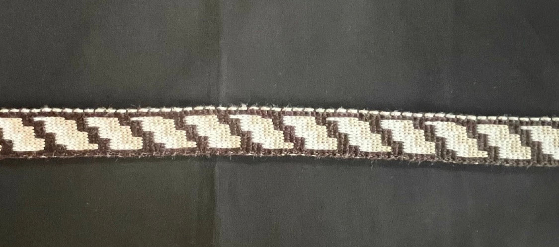 1inch chocolate beige and White Poutama Taniko Band