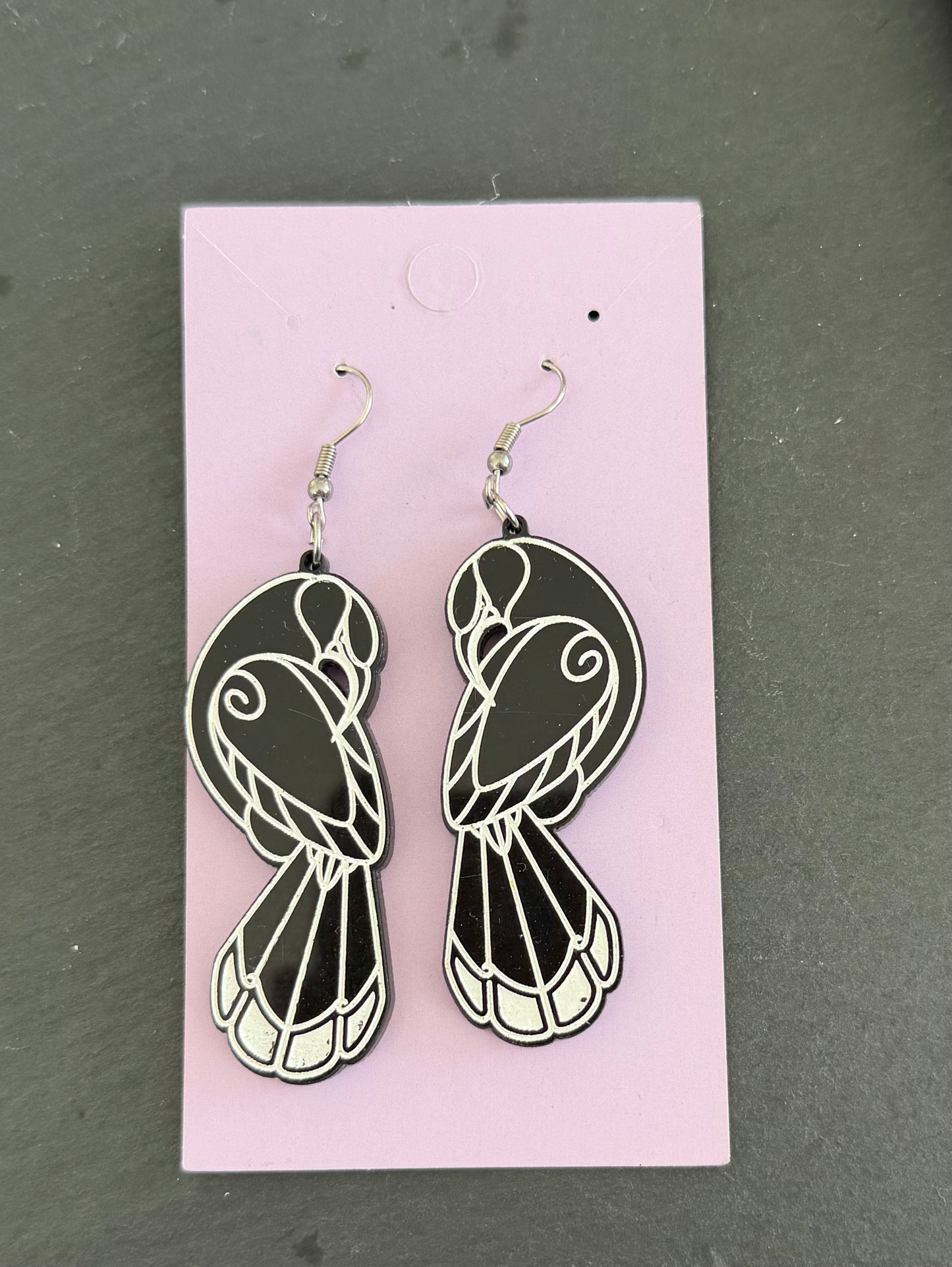Resin black and white Tui Earrings