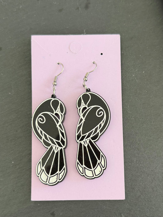 Resin black and white Tui Earrings