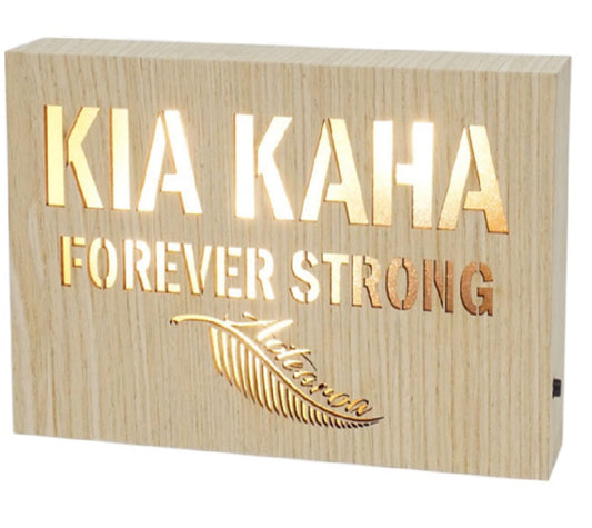 Kia Kaha Wooden LED Light - LED Art