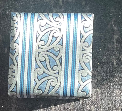Neck Tie With Matching Cuff Links and Pocket Handkerchief in Maori Design