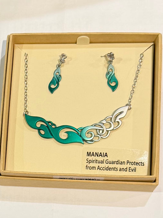 Turquoise Manaia Necklace and Earrings