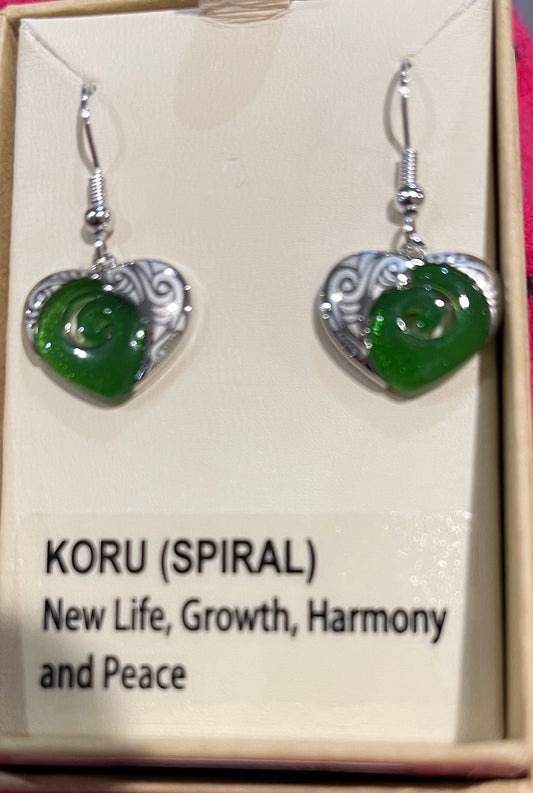 Koru Jade heart Earrings