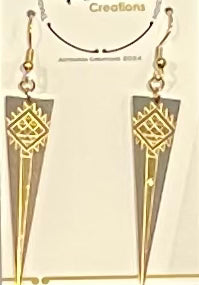 Stainless Steel Maori Design Earrings Black and Gold Plated
