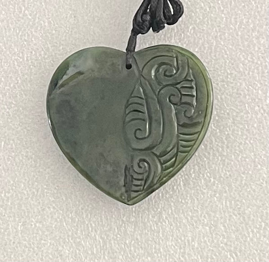 Greenstone engraved heart Pounamu Necklace