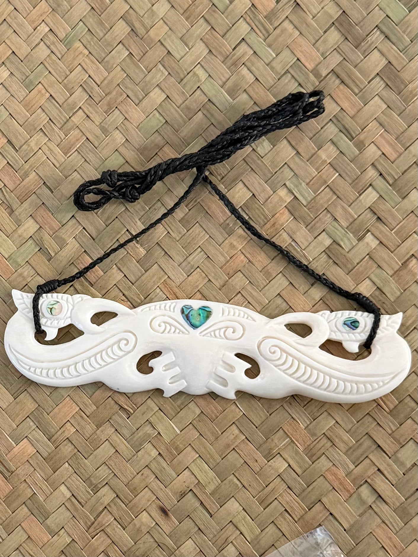 Double Manaia Breastplate Pendant - Bone Carving