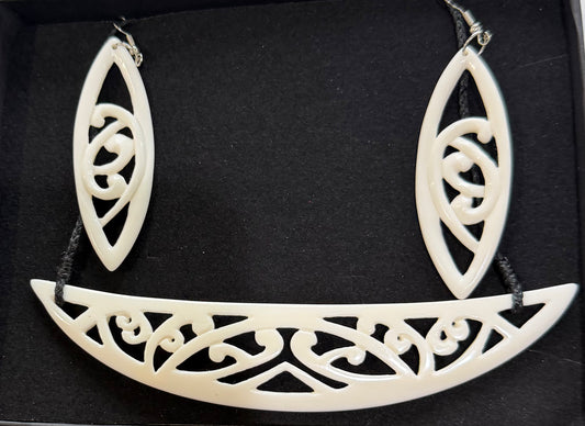 Breastplate Set - Bone Necklace & Earrings
